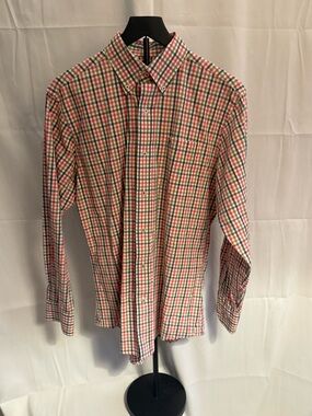 Southern Tide Men's Red, Green & White Plaid Button-Down Shirt